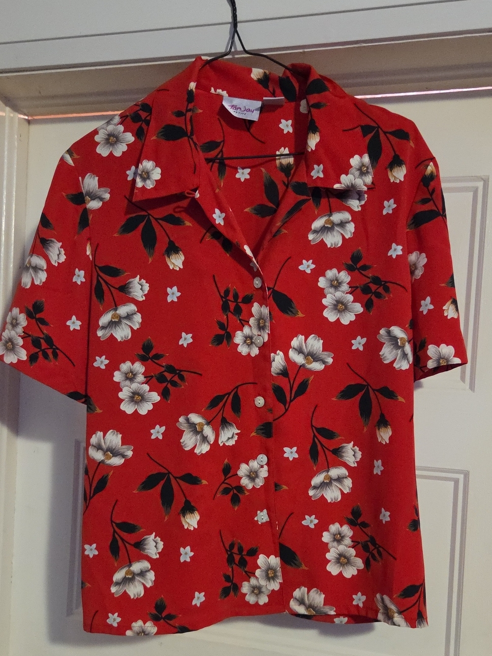 TanJay Red Floral Button-Down Camp Shirt